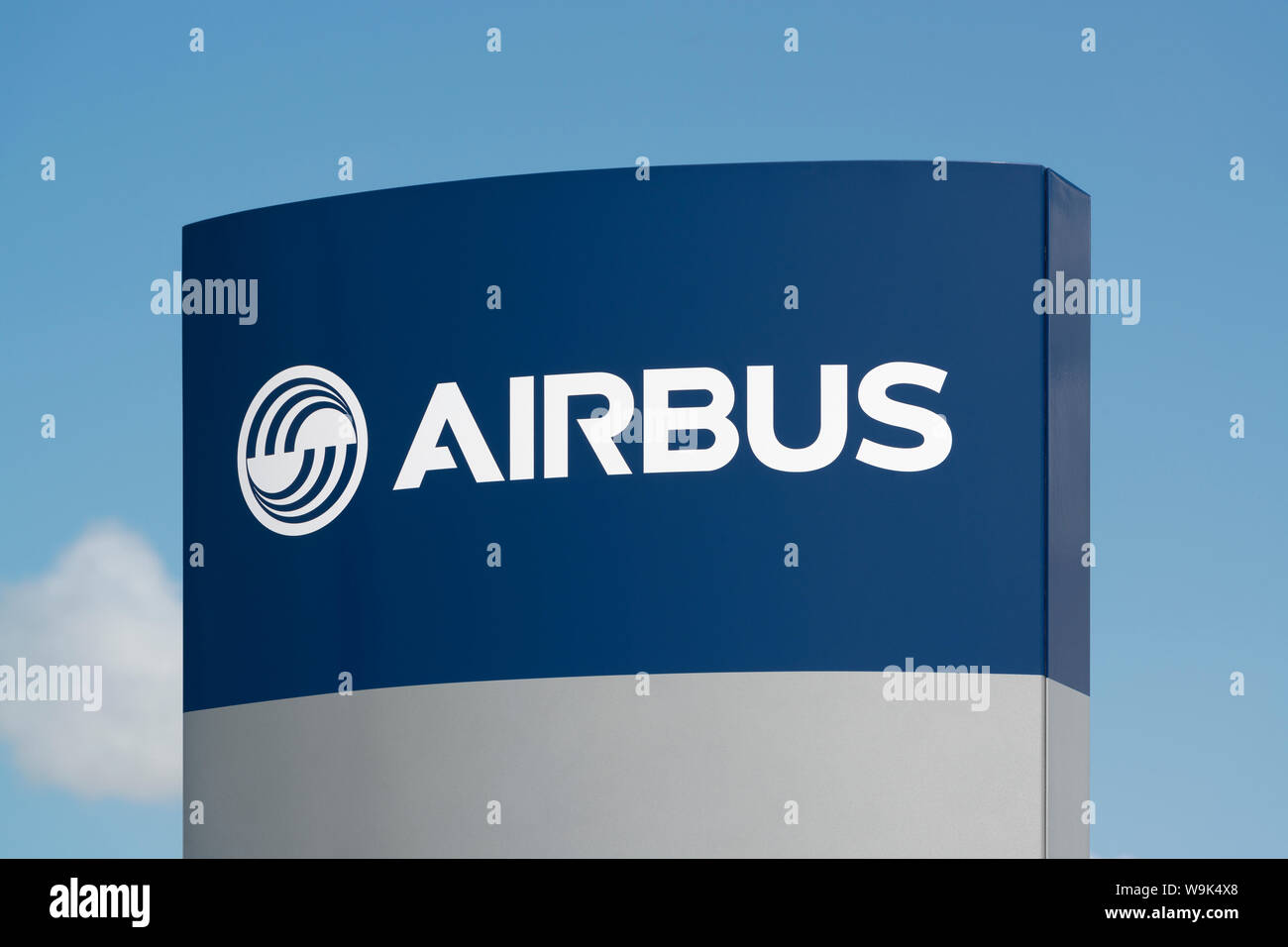 Signage at the Airbus aerospace plant at Broughton near Chester, UK (Editorial use only). Stock Photo