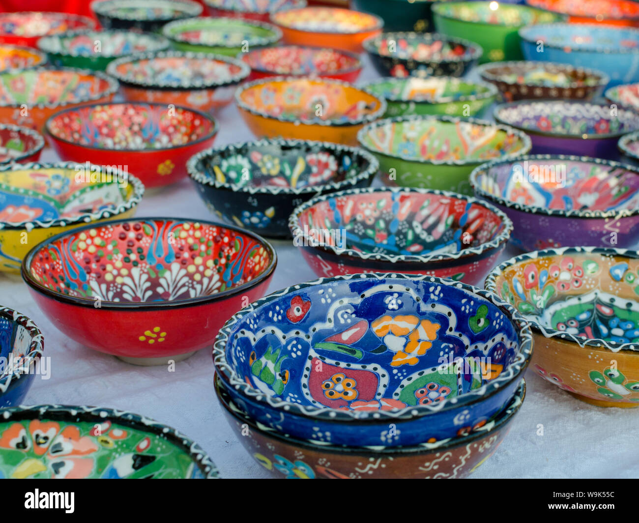 Turkish Handmade Colourful Ceramic Plates And Bowls Stock Photo Alamy