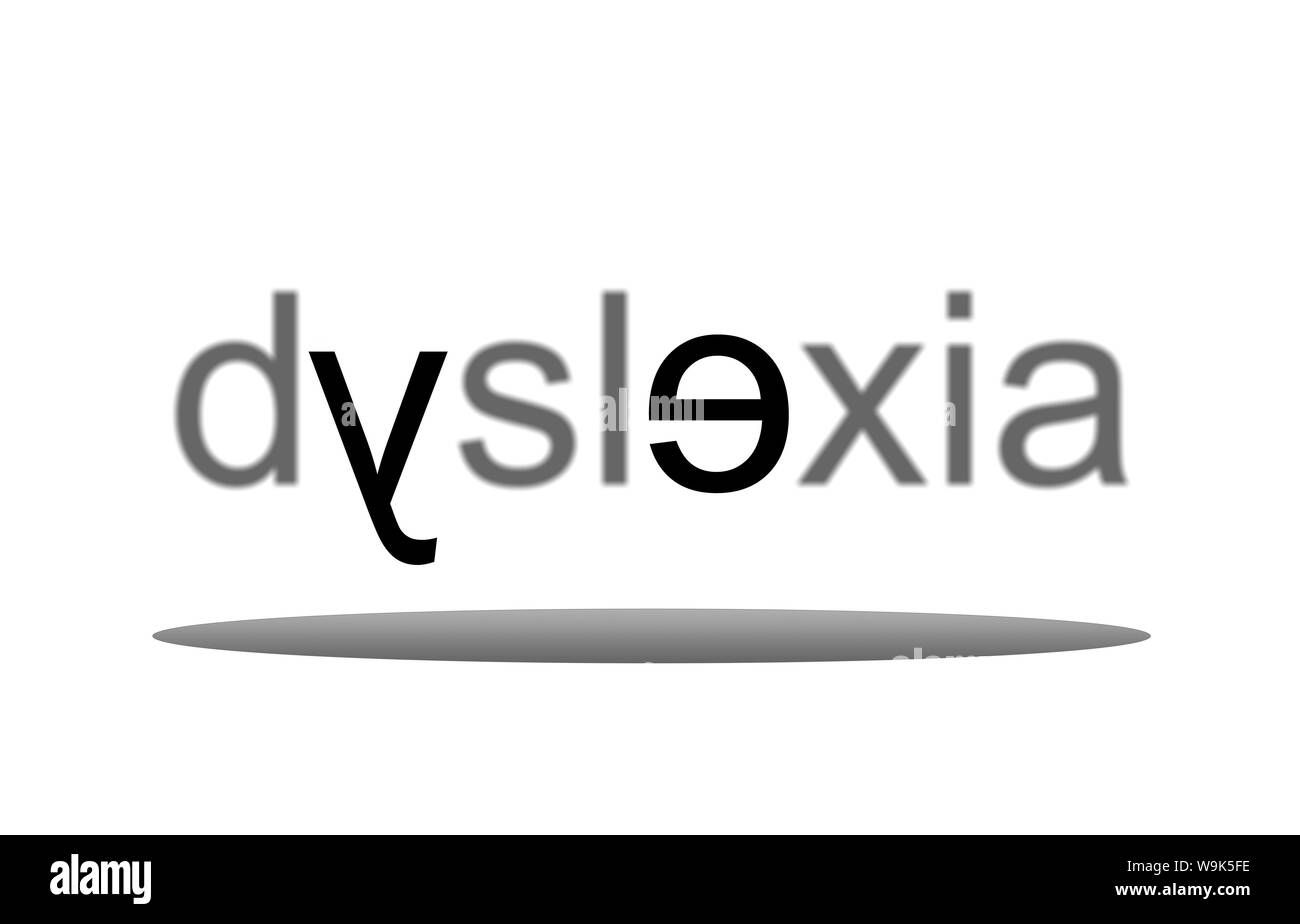 The word dyslexia spelled incorrectly - concept image Stock Photo