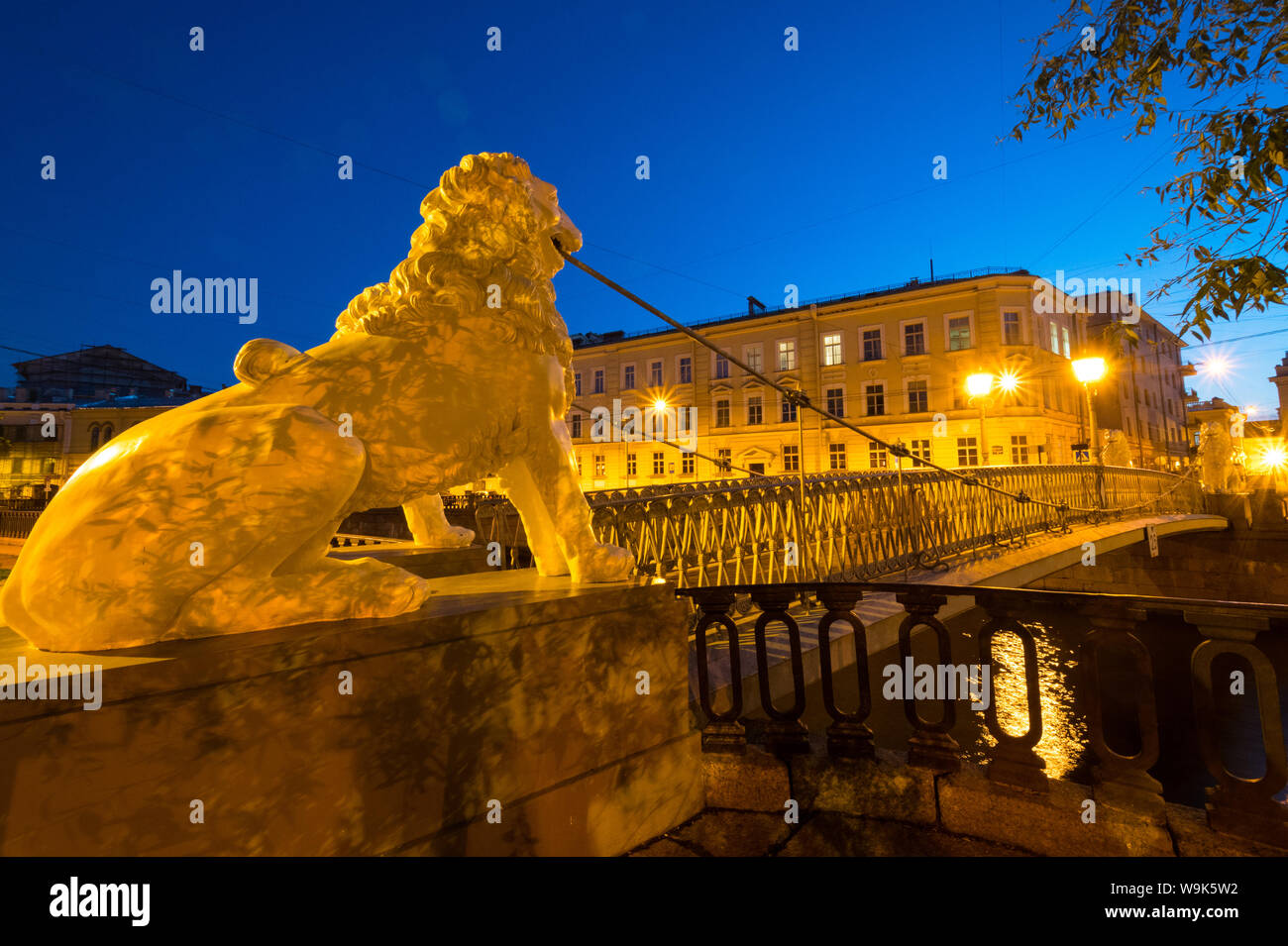 The Lion Bridge Griboedov Canal Sennaya ploshchad, Saint Petersburg Russia Stock Photo