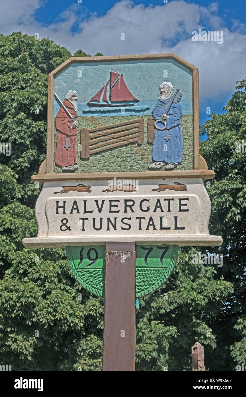 Havergate & Tunstall Village Sign Norfolk Stock Photo