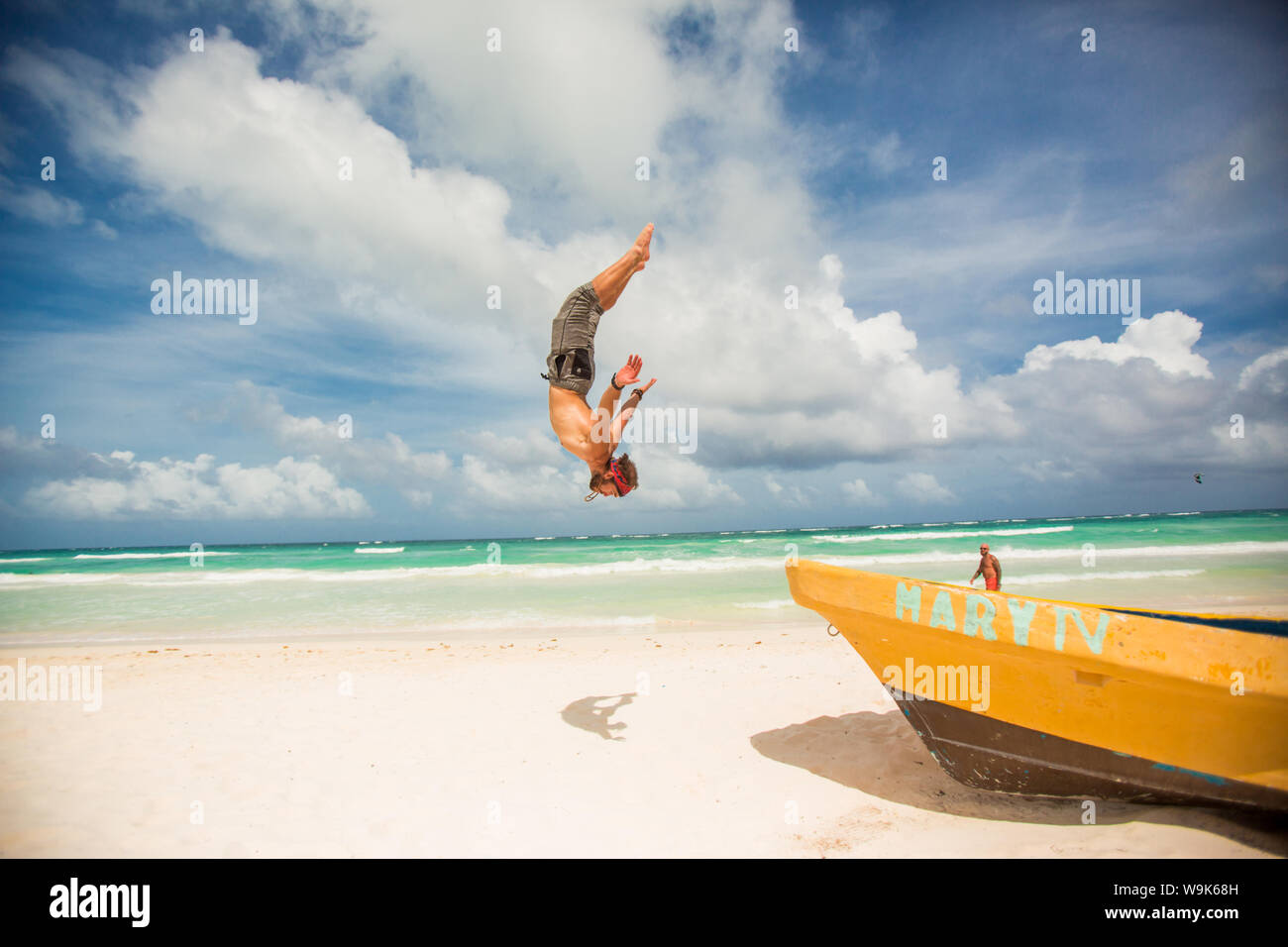 Ninja flips in air, slow motion, Stock Video