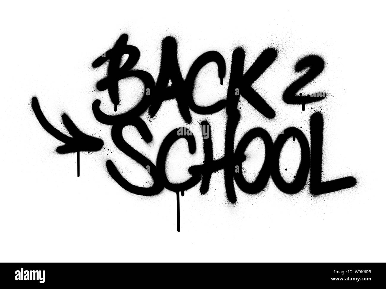 graffiti back to 2 school text sprayed in black over white Stock Vector