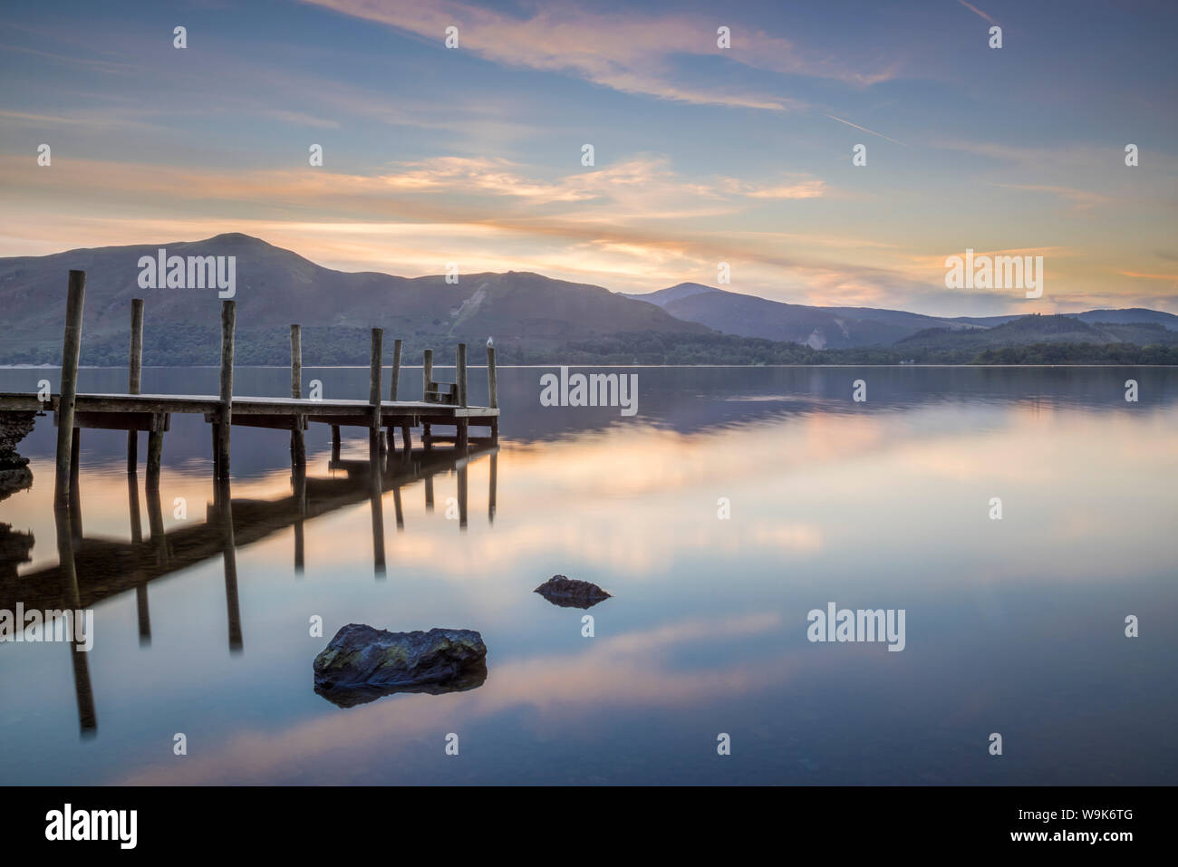 Watendlath Jetty, Derwent Water, Borrowdale, Lake District National Park, Cumbria, England, United Kingdom, Europe Stock Photo
