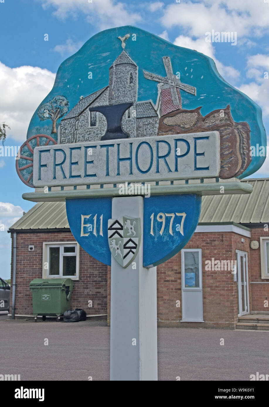 Freethorpe  Villager Sign Norfolk Stock Photo