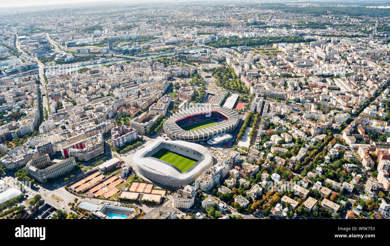 Aerial view of Stadion Le Parc des Princes, Stadion Jean Bouin, Paris, France, Europe Stock Photo