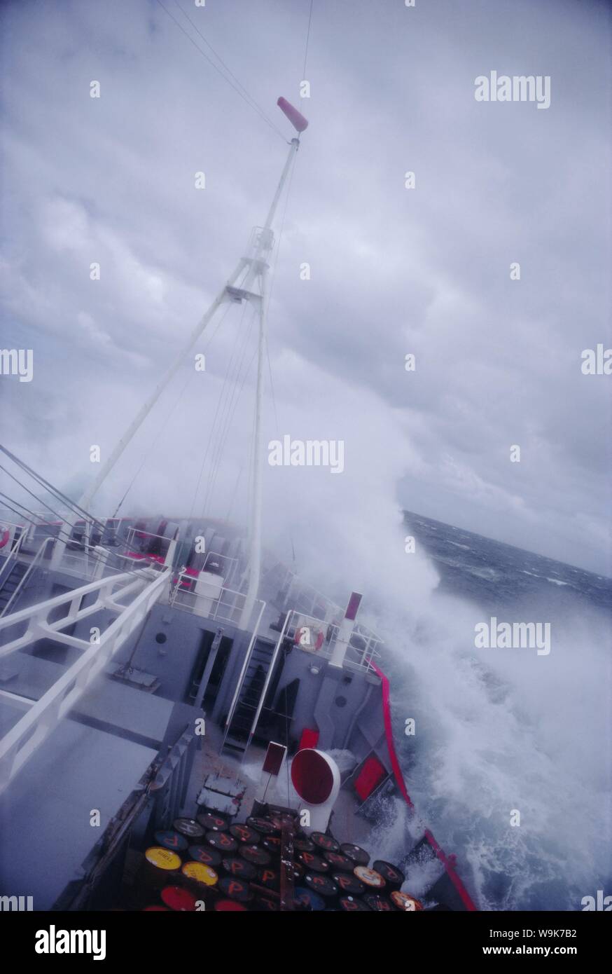 Ship in rough seas, Antarctic Ocean, Antarctica Stock Photo