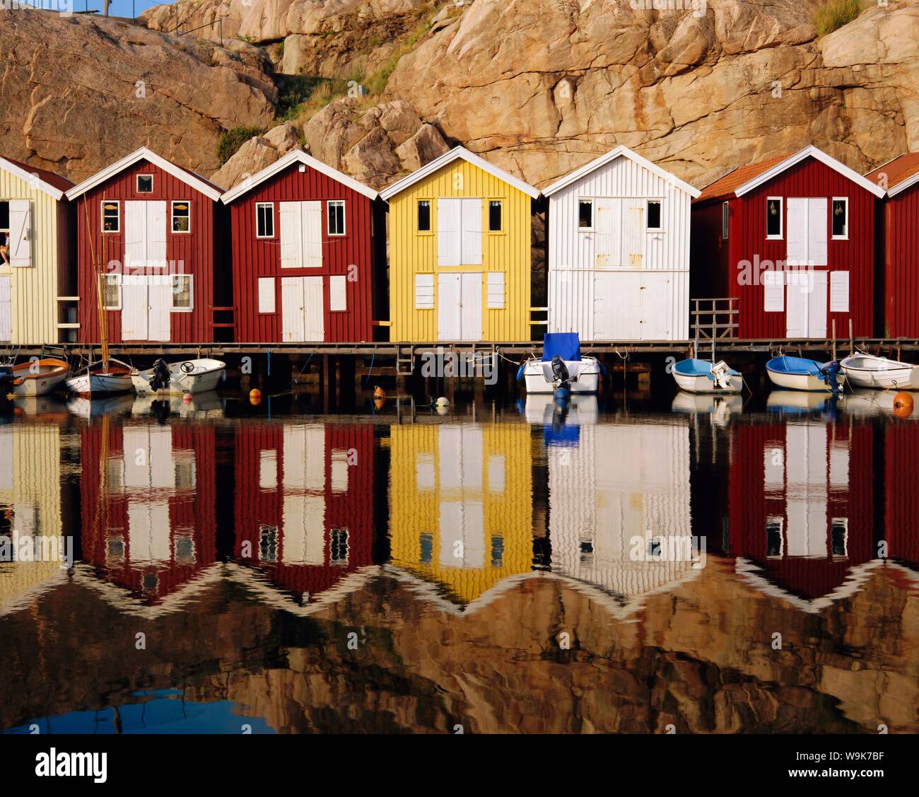 Boat huts in Smogen, Bohuslan Coast, Sweden Stock Photo