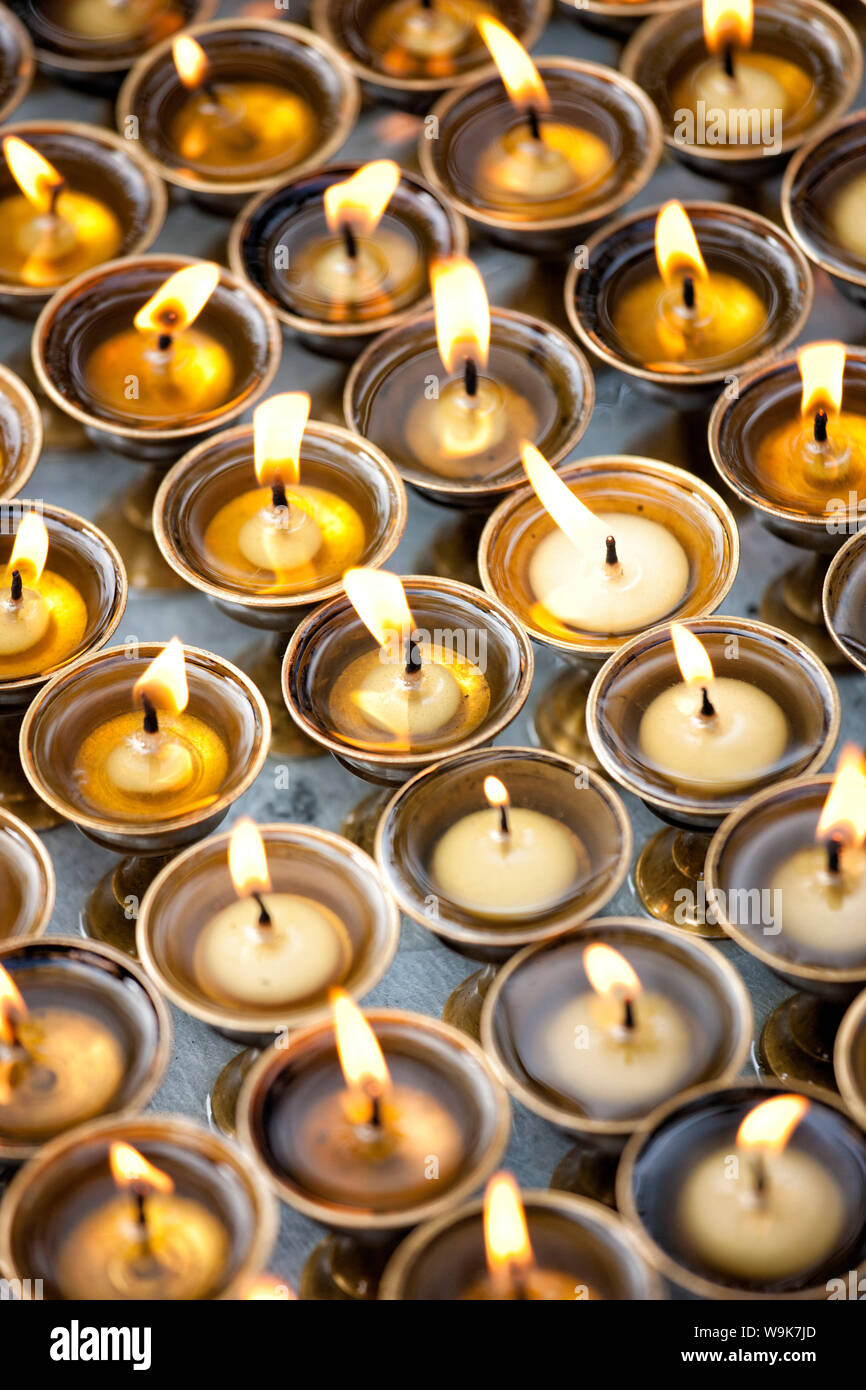 Prayer candles, Kathmandu, Nepal, Asia Stock Photo