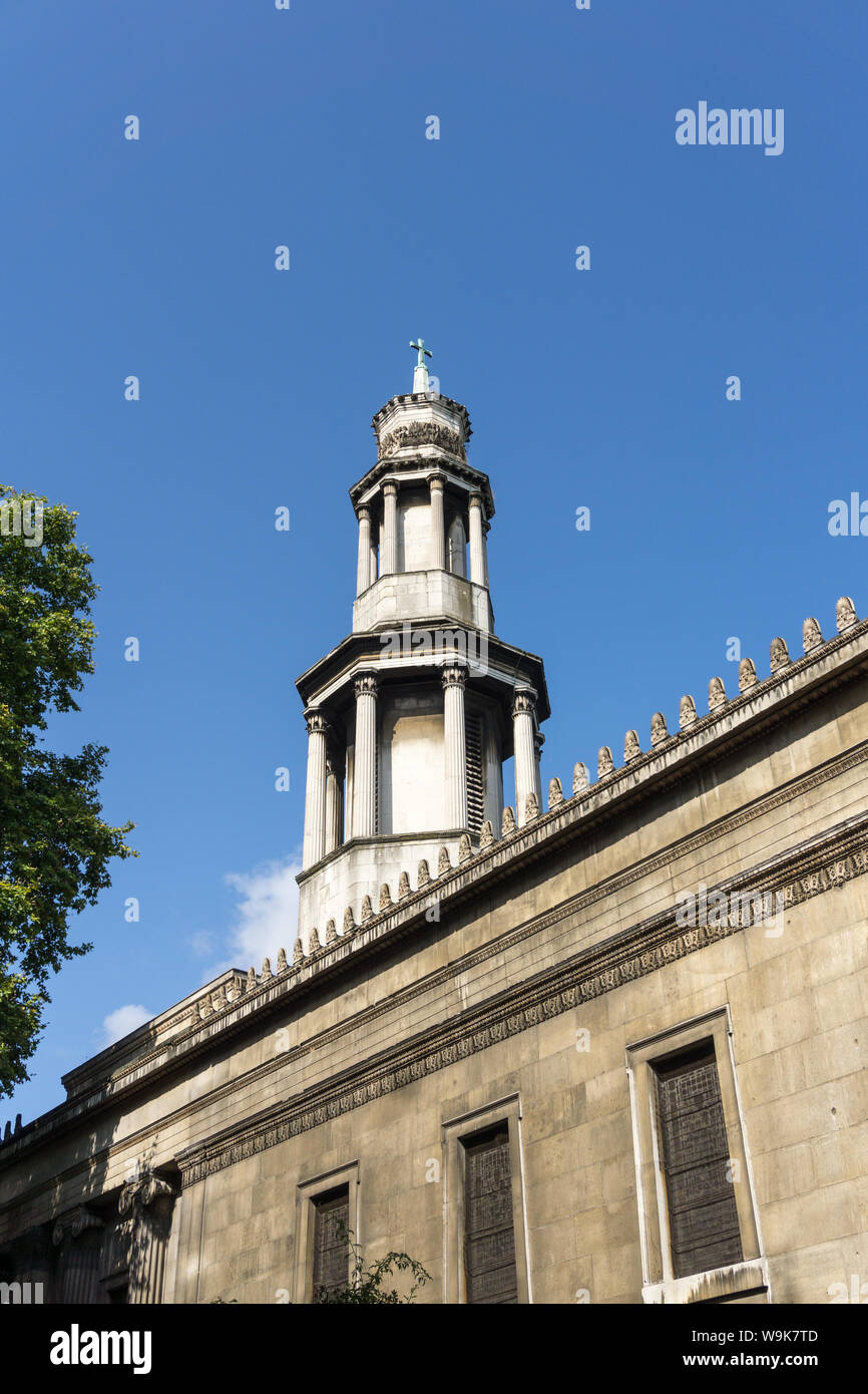 The octagonal stone tower of the parish church of St Pancras, London, UK; built in the Greek Revival style in 1822. Stock Photo