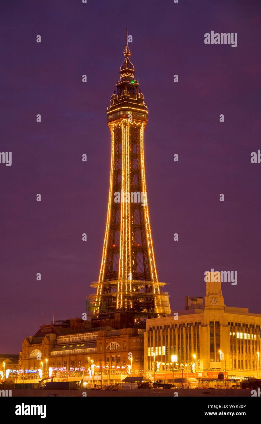 Blackpool Illuminations at dusk, Blackpool, Lancashire, England, United Kingdom Stock Photo