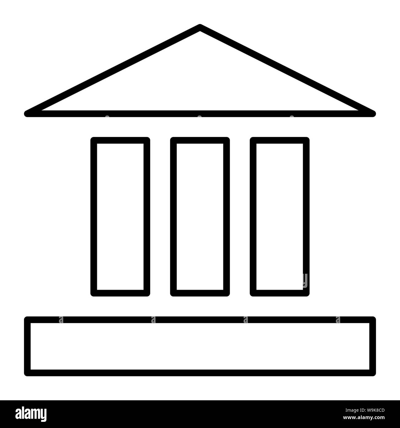 Bank building line icon isolated on white background. Set icon in color ...