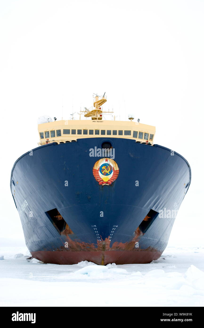 Russian icebreaker, Kapitan Khlebnikov in pack ice, Weddell Sea, Antarctica, Polar Regions Stock Photo