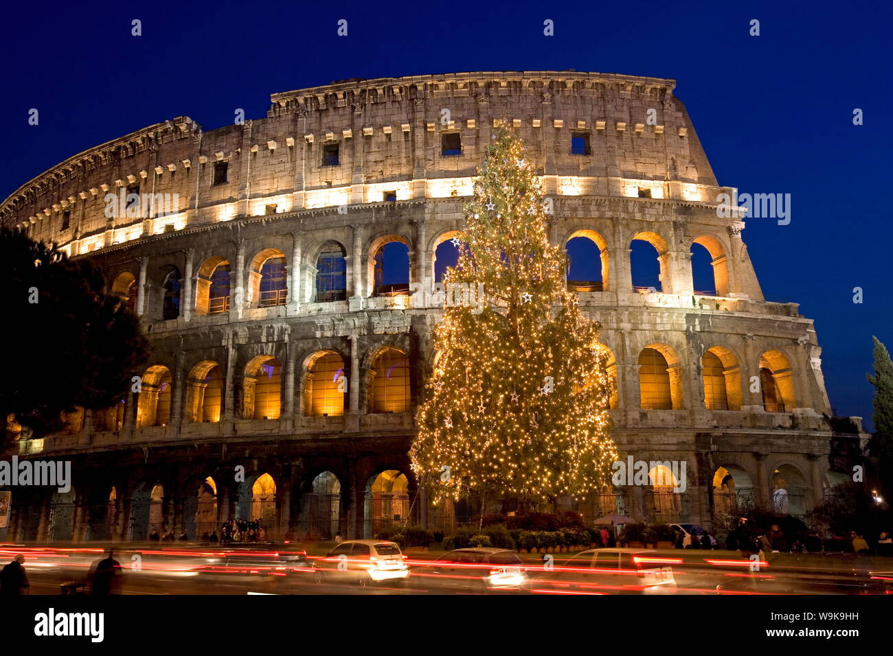 Colosseum at Christmas time, Rome, Lazio, Italy, Europe Stock Photo