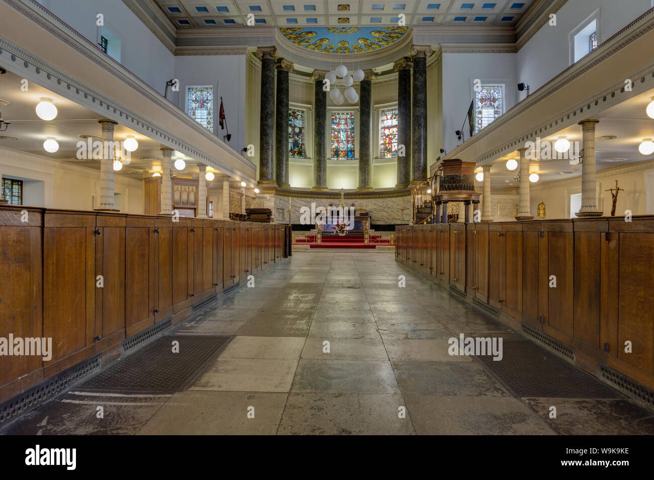 The interior of the parish church of St Pancras, London, UK; built in the Greek Revival style in 1822. Stock Photo