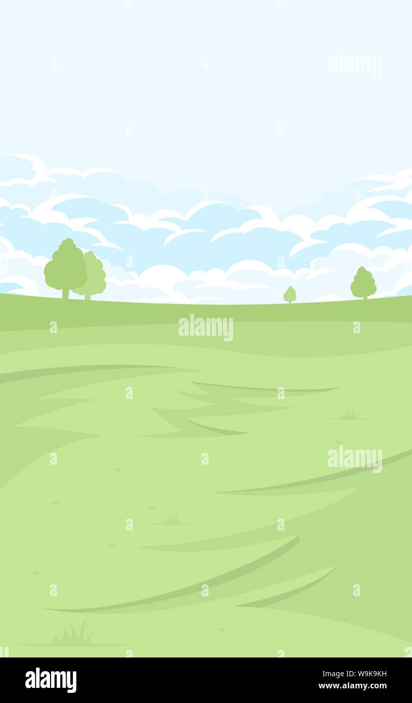 Summer landscape with fields and green hills Stock Vector