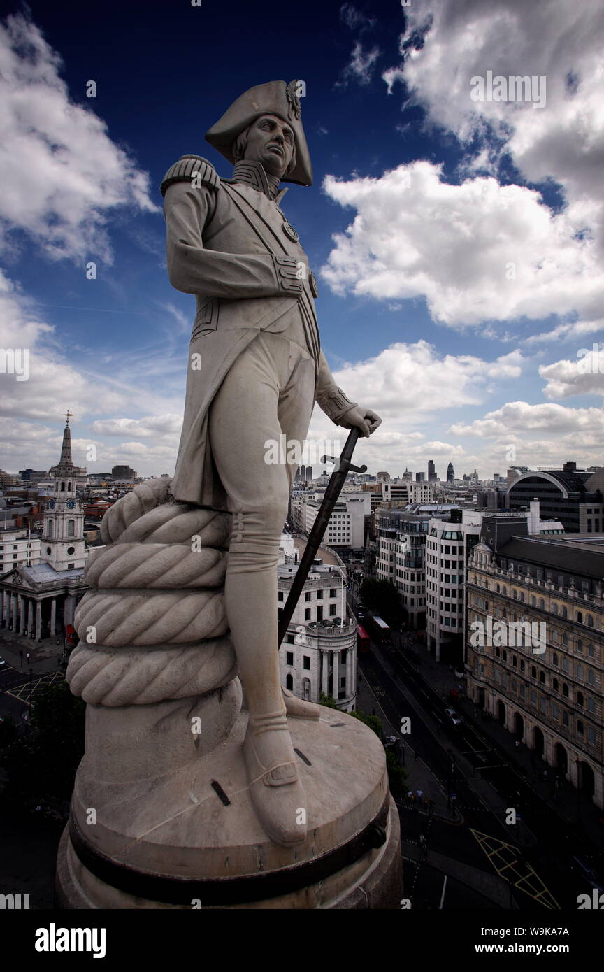 Nelsons Column, Trafalgar Square, London, England, United Kingdom, Europe Stock Photo
