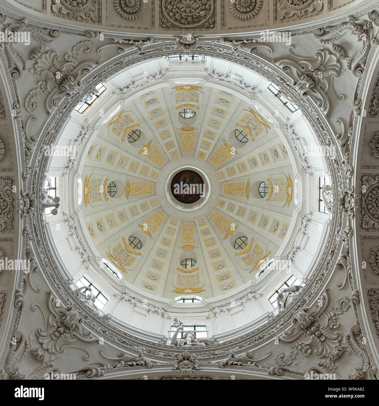 Cupola of the St. Kajetan Church (Theatinerkirche) (Theatiner Church), Odeonsplatz, Munich, Bavaria, Germany, Europe Stock Photo