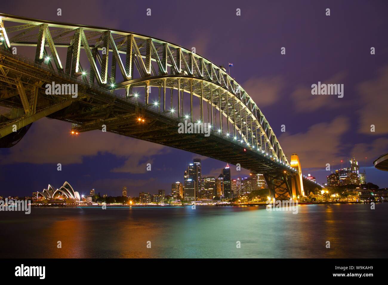 Opera House and Harbour Bridge from North Sydney, Sydney, New South Wales, Australia, Oceania Stock Photo