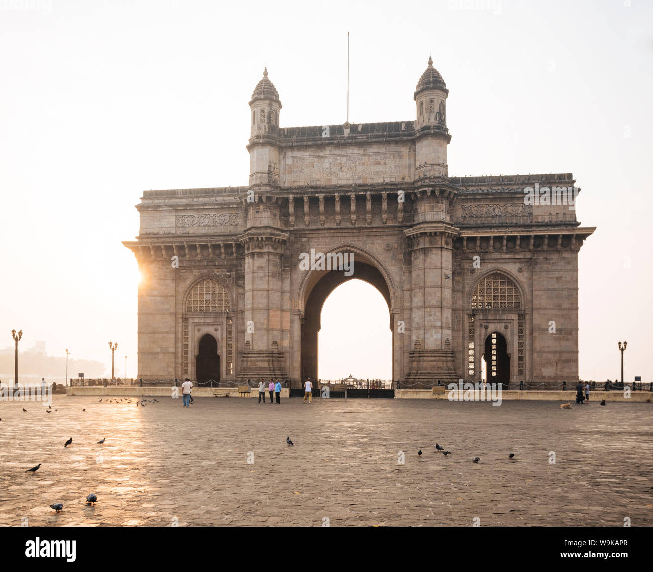 Sunrise behind The Gateway to India, Mumbai (Bombay), India, South Asia Stock Photo