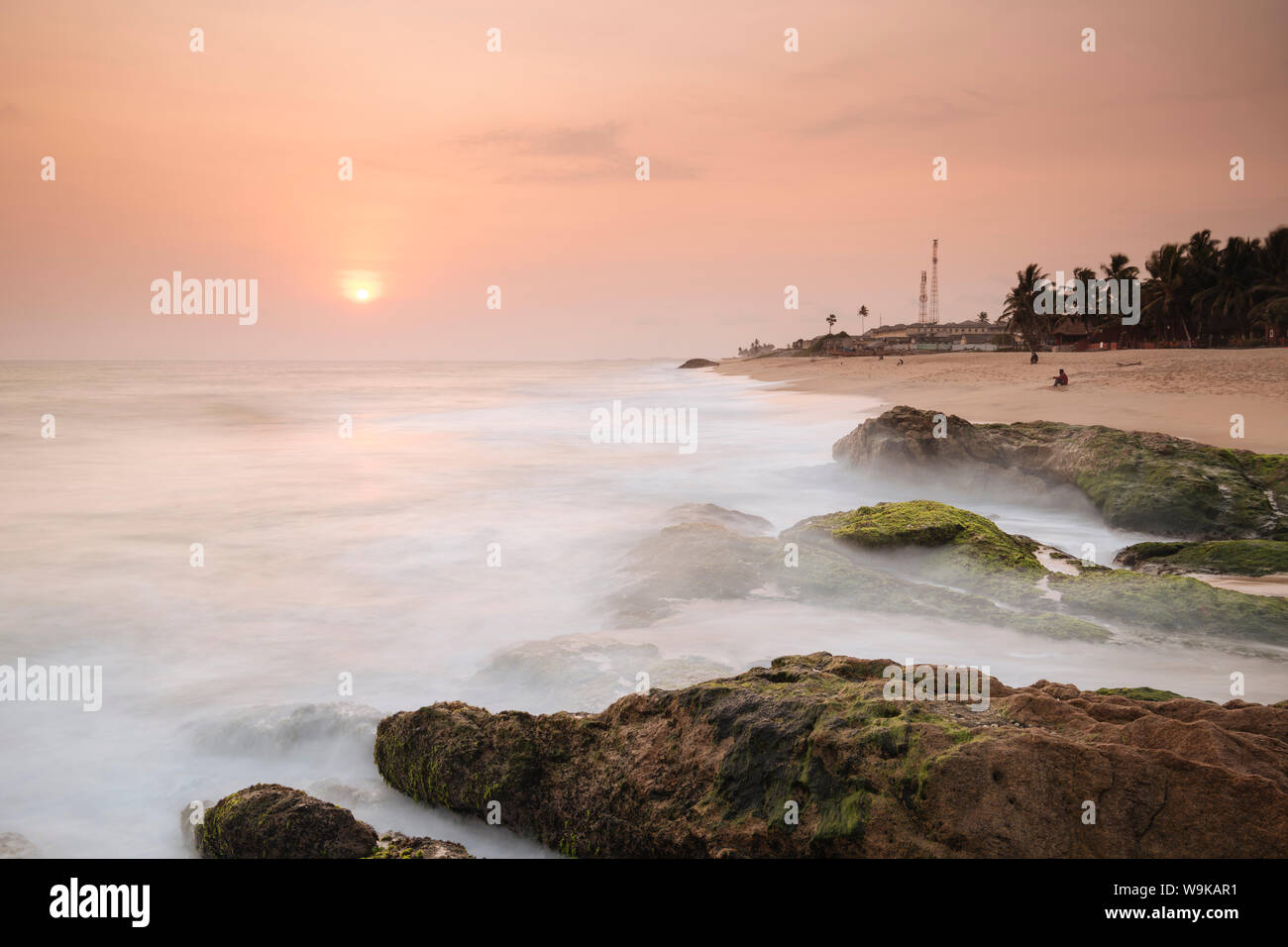 Sunset at Beach, Cape Coast, Ghana, Africa Stock Photo