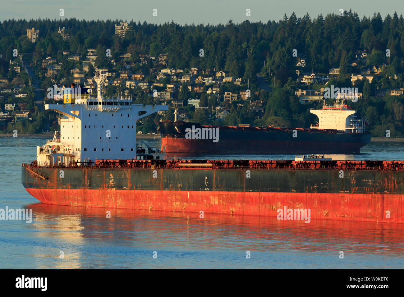 Ships in English Bay, Vancouver City, British Columbia, Canada, USA Stock Photo