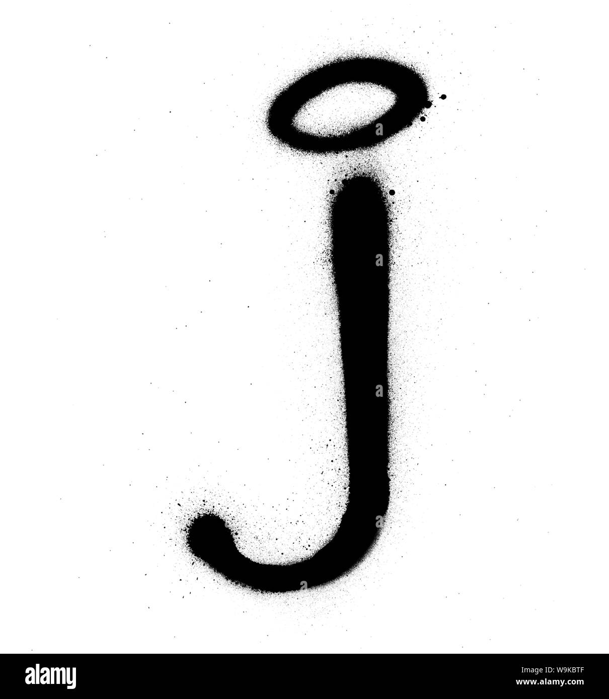 graffiti thin J font sprayed in black over white Stock Vector