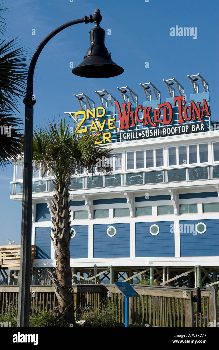 2nd Ave Pier & Wicked Tuna Restaurant at Myrtle Beach SC, USA Stock