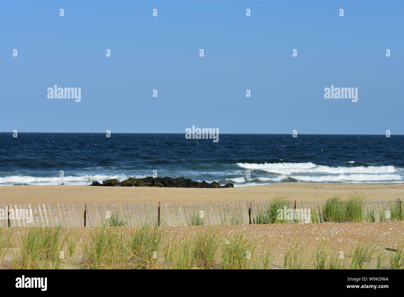 Ocean waves at Sea Girt, a New Jersey beach, on a sunny July day -09 Stock Photo