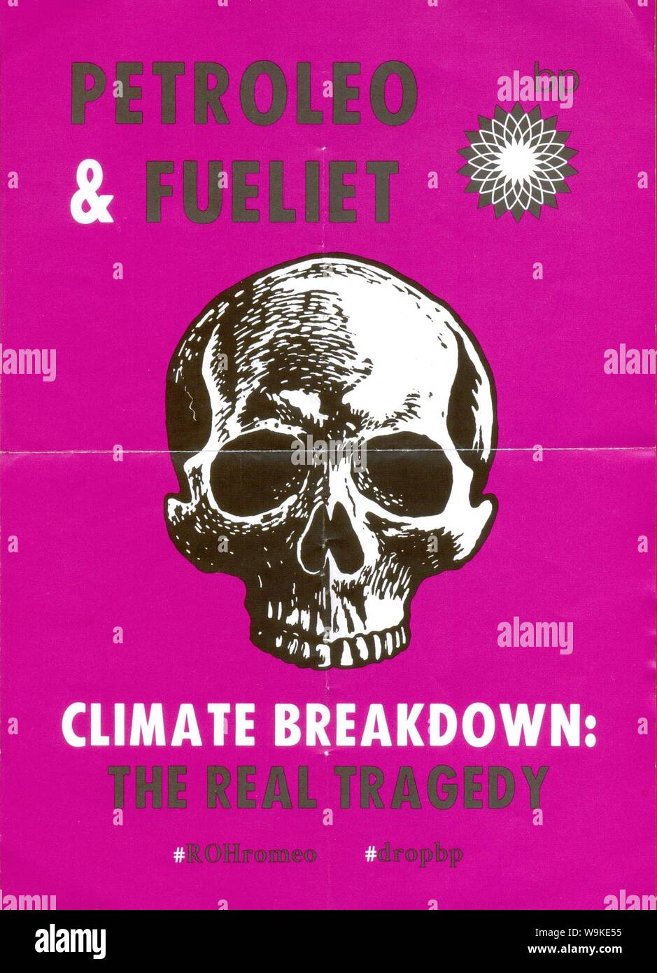 Poster distributed in Trafalgar Square, London by Extinction Rebellion on 11th June 2019 Stock Photo