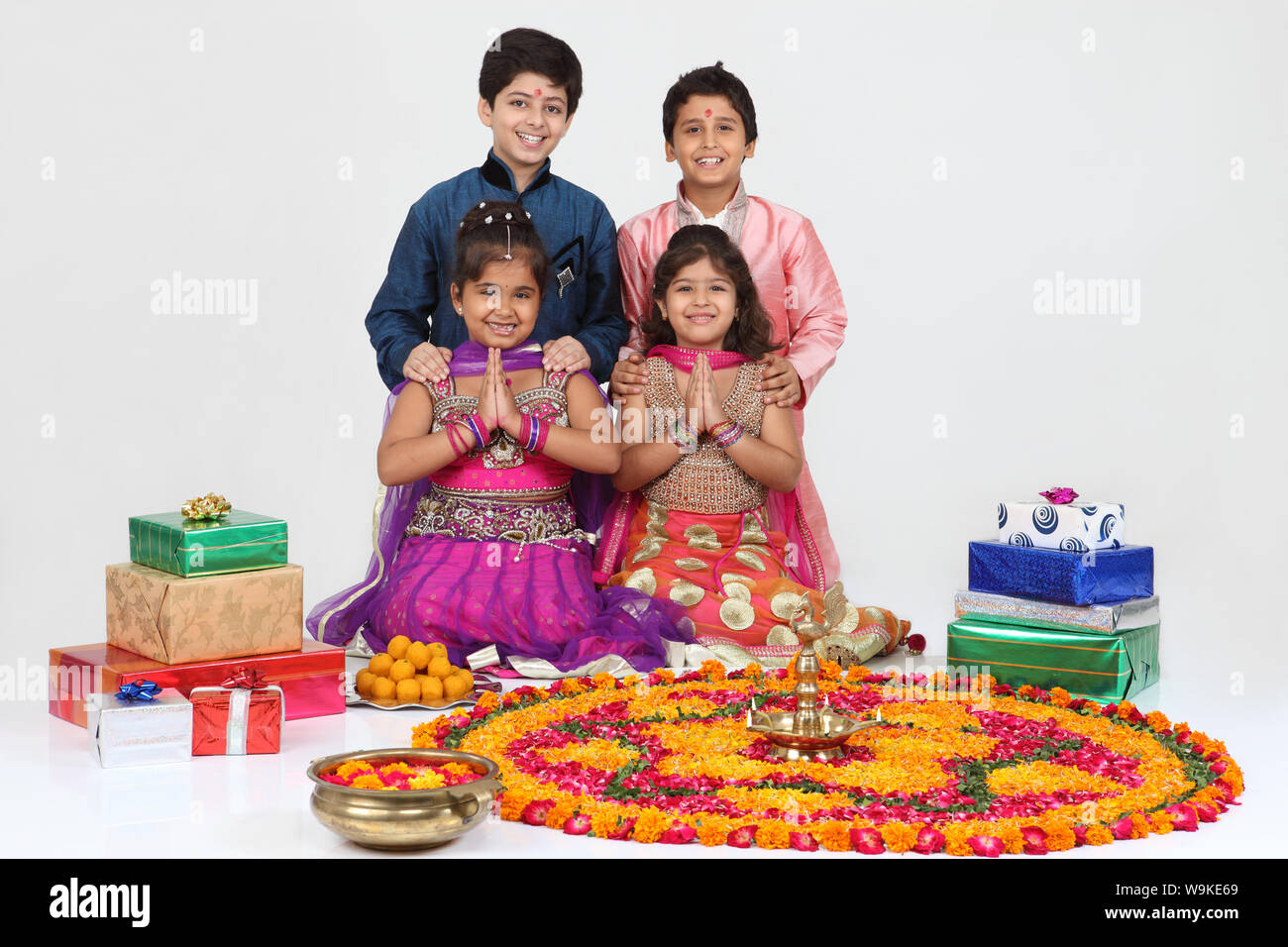 Group of children celebrating Diwali Stock Photo