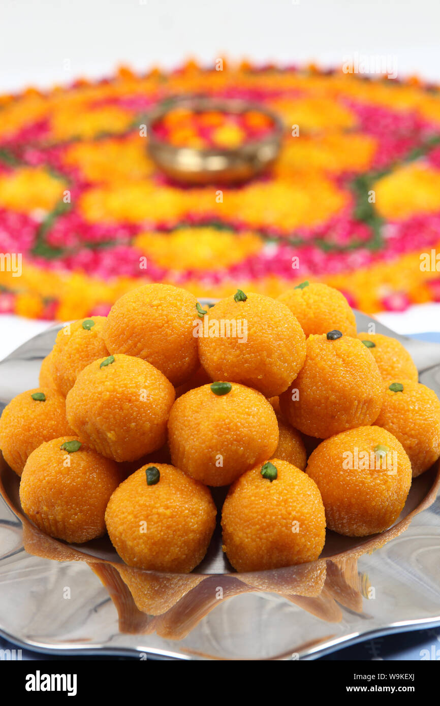 Close up of a laddoo thali Stock Photo