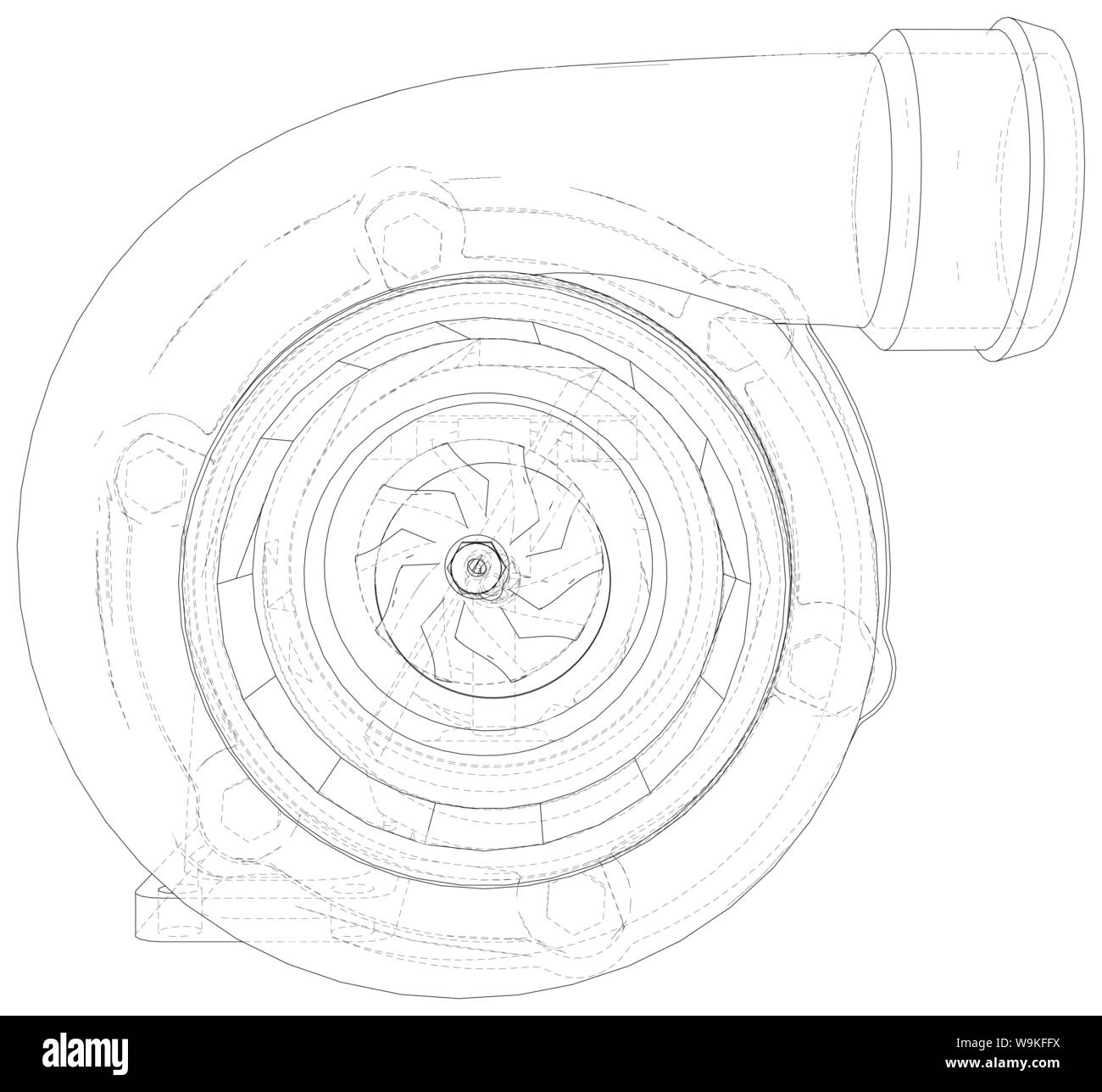 Automobile turbocharger outline vector illustrations. Vector rendering of  3d Stock Vector Image & Art - Alamy
