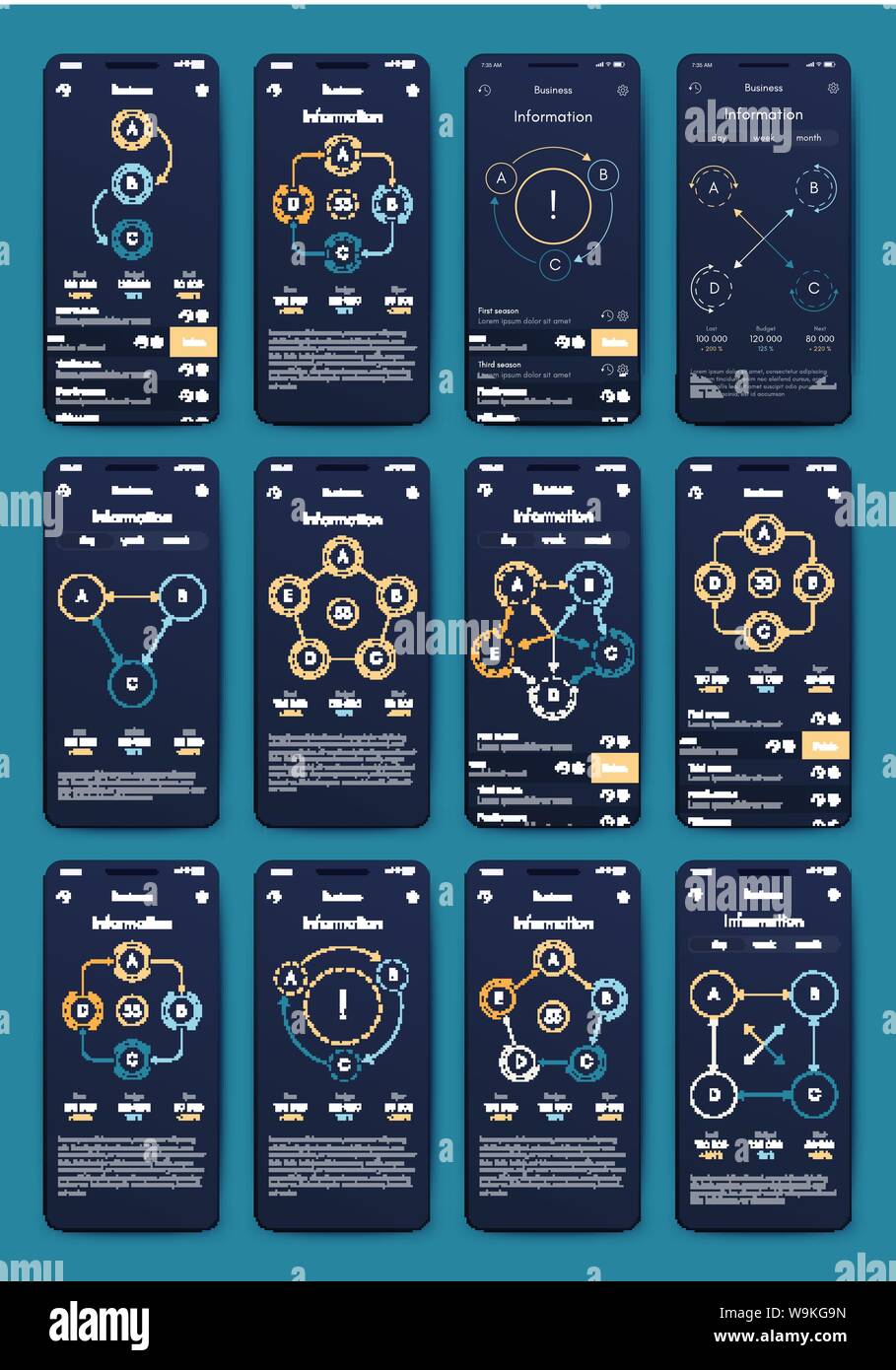 Vector graphics set mobile infographics. Stock vector Stock Vector