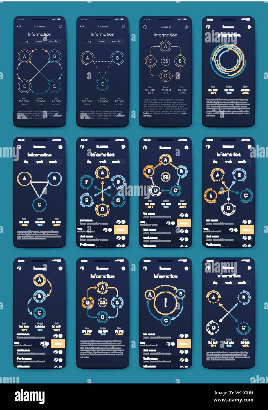Vector graphics set mobile infographics. Stock vector Stock Vector