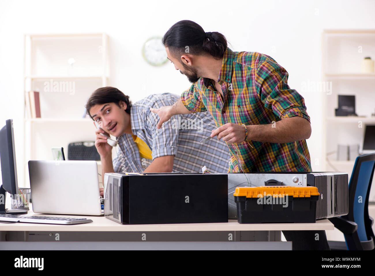 The it engineers working on hardware issue Stock Photo