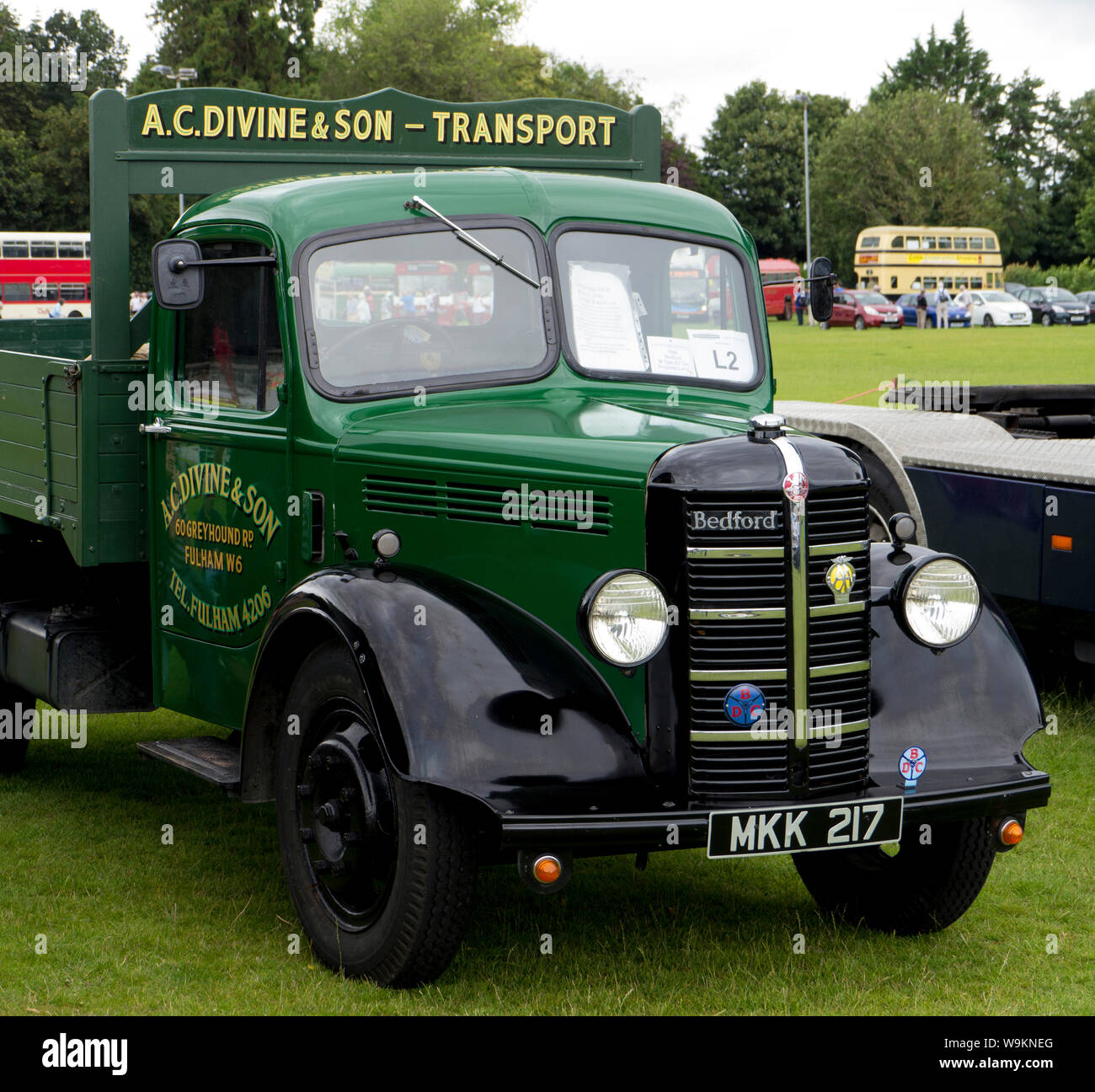 1949 Bedford MLD truck in the livery of A.C.Devine and Son photographed at the Alton Bus Rally & Running Day 2019 Stock Photo
