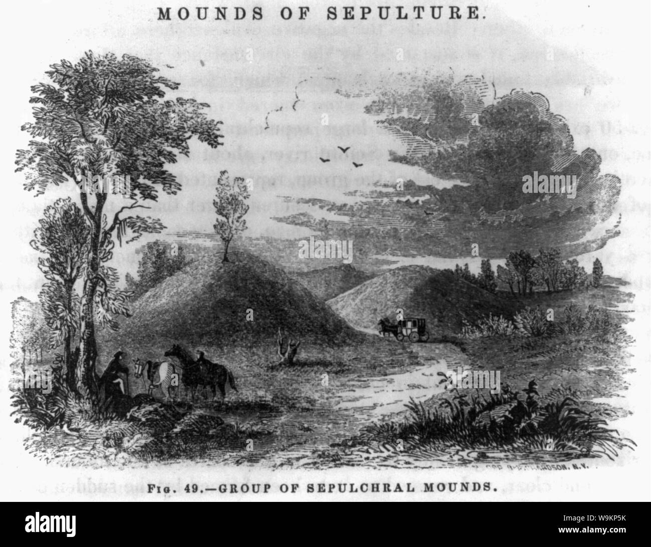 Ancient Indian burial mounds. Moundsville, W.Va.] Group of Sepulchral
