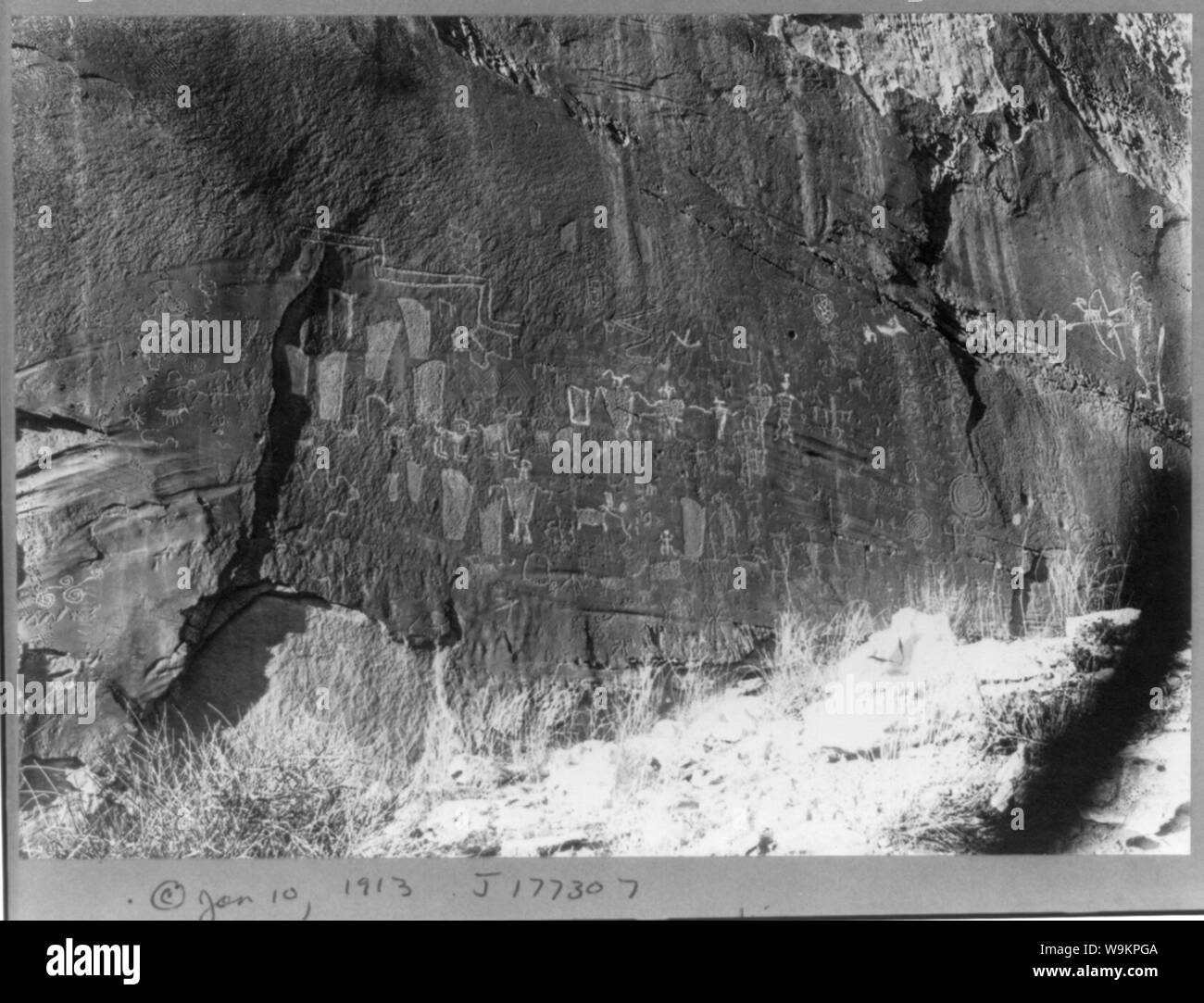 Ancient pictographs in cliff dwellings. Grand Canyon, Ariz Stock Photo