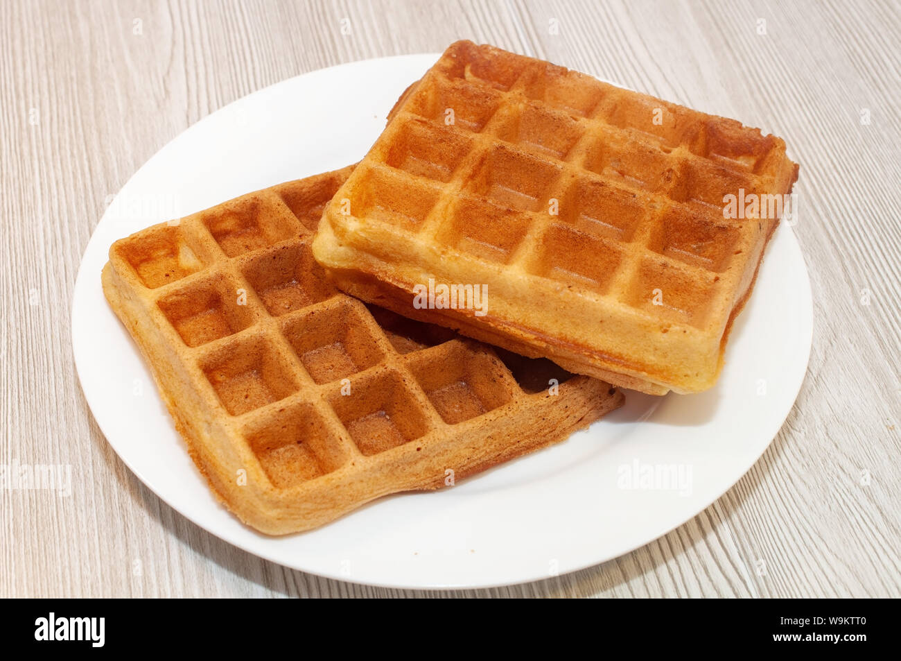Belgian waffles on a plate classic Stock Photo