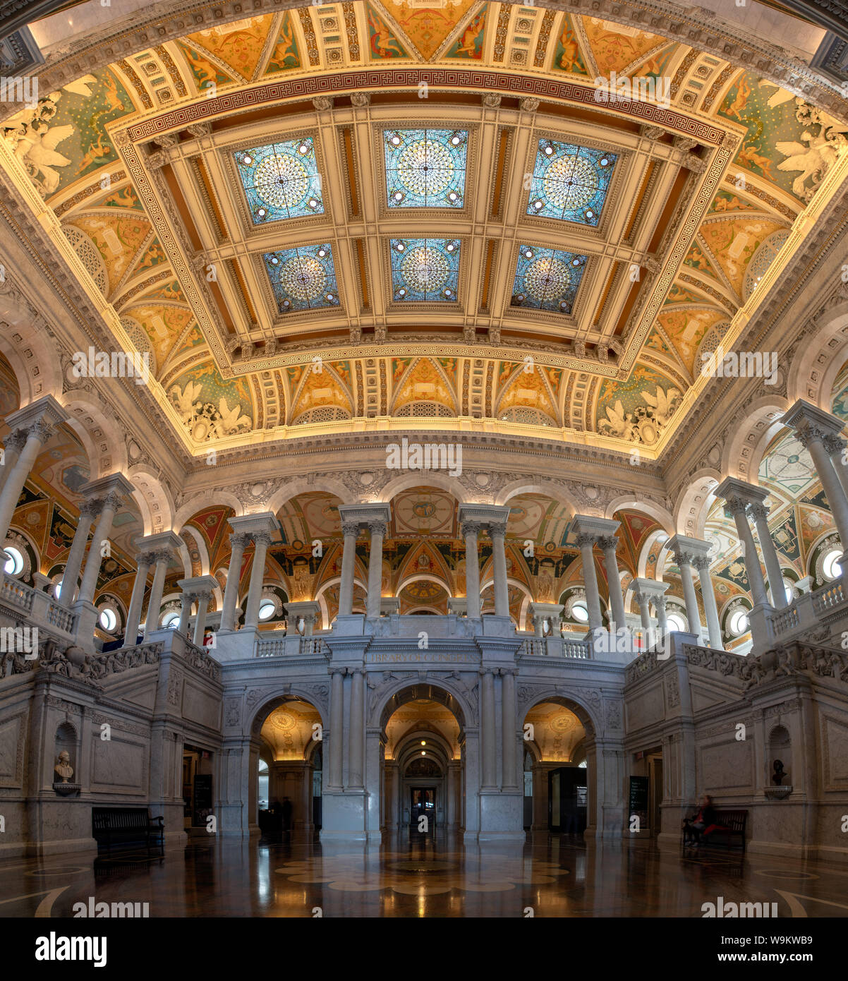 A panorama picture of the Great Hall of the Library of Congress Stock ...