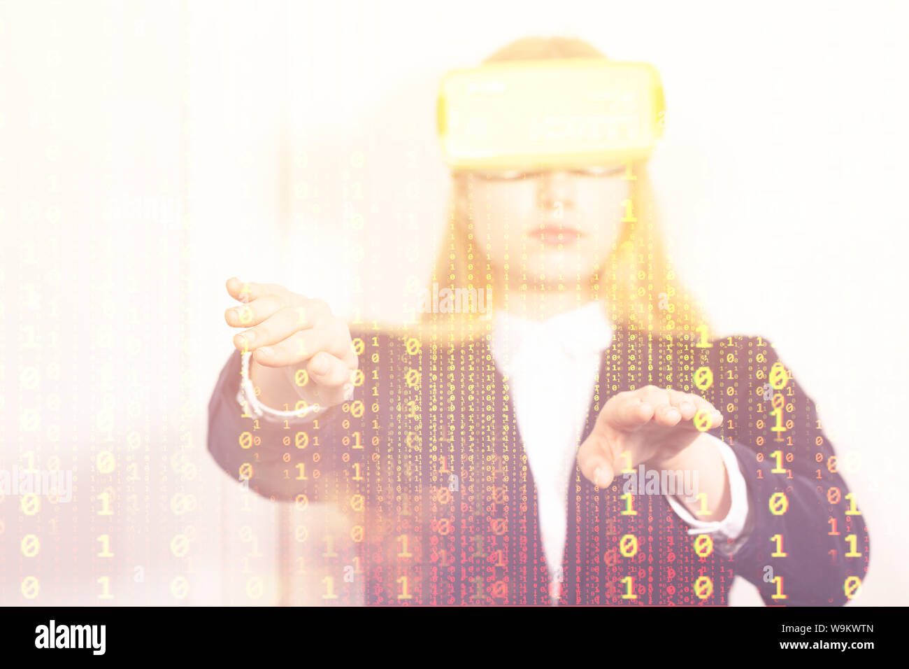 Using virtual reality glasses wearable device on Stock Photo