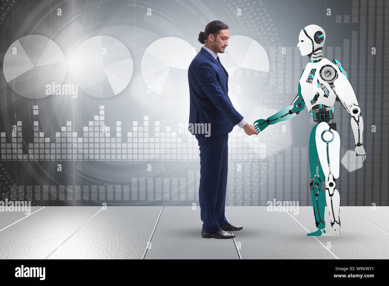 The concept of cooperation between humans and robots Stock Photo - Alamy