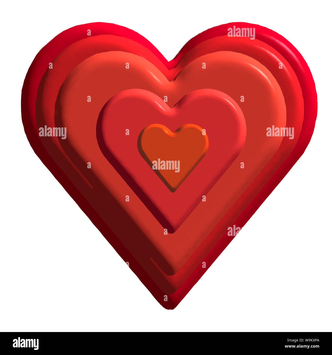Three-D rendering of hearts stacked on top of each other Stock Photo