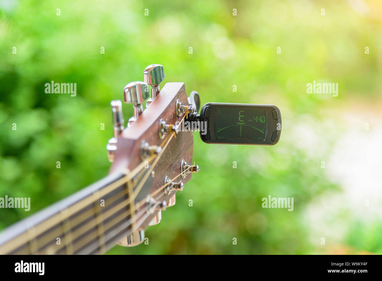 guitar tuners tool / tuning guitar strings notes Stock Photo