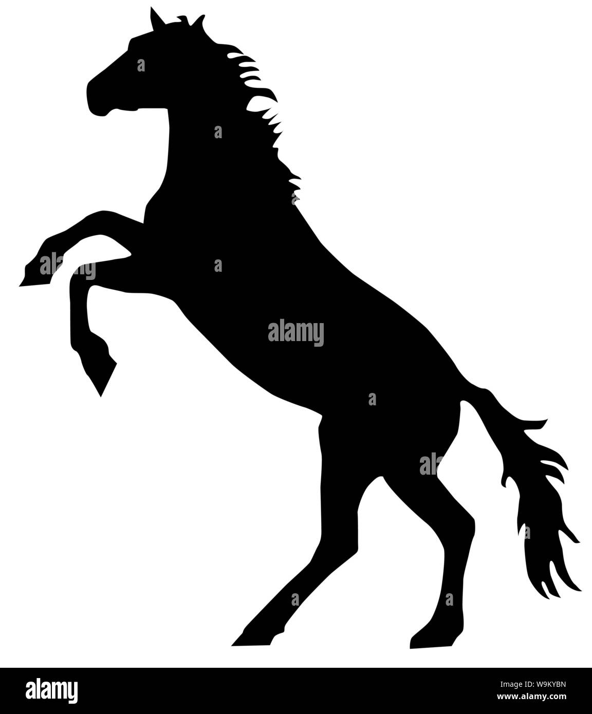 silhouette of a horse on his hind legs Stock Photo