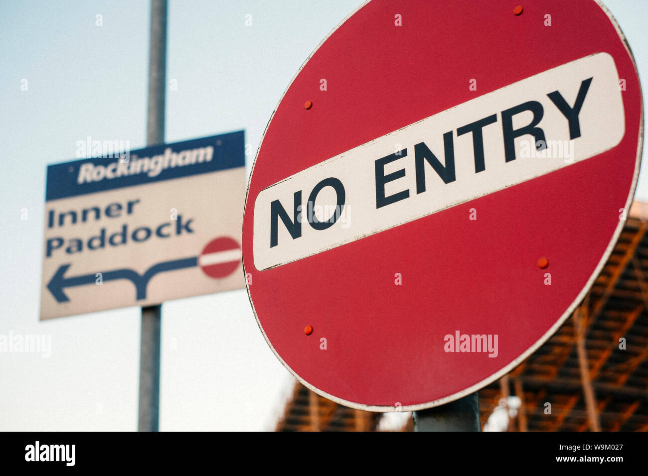 No Entry While Racing A no entry sign at the closed Rockingham Motor Speedway in Corby ...