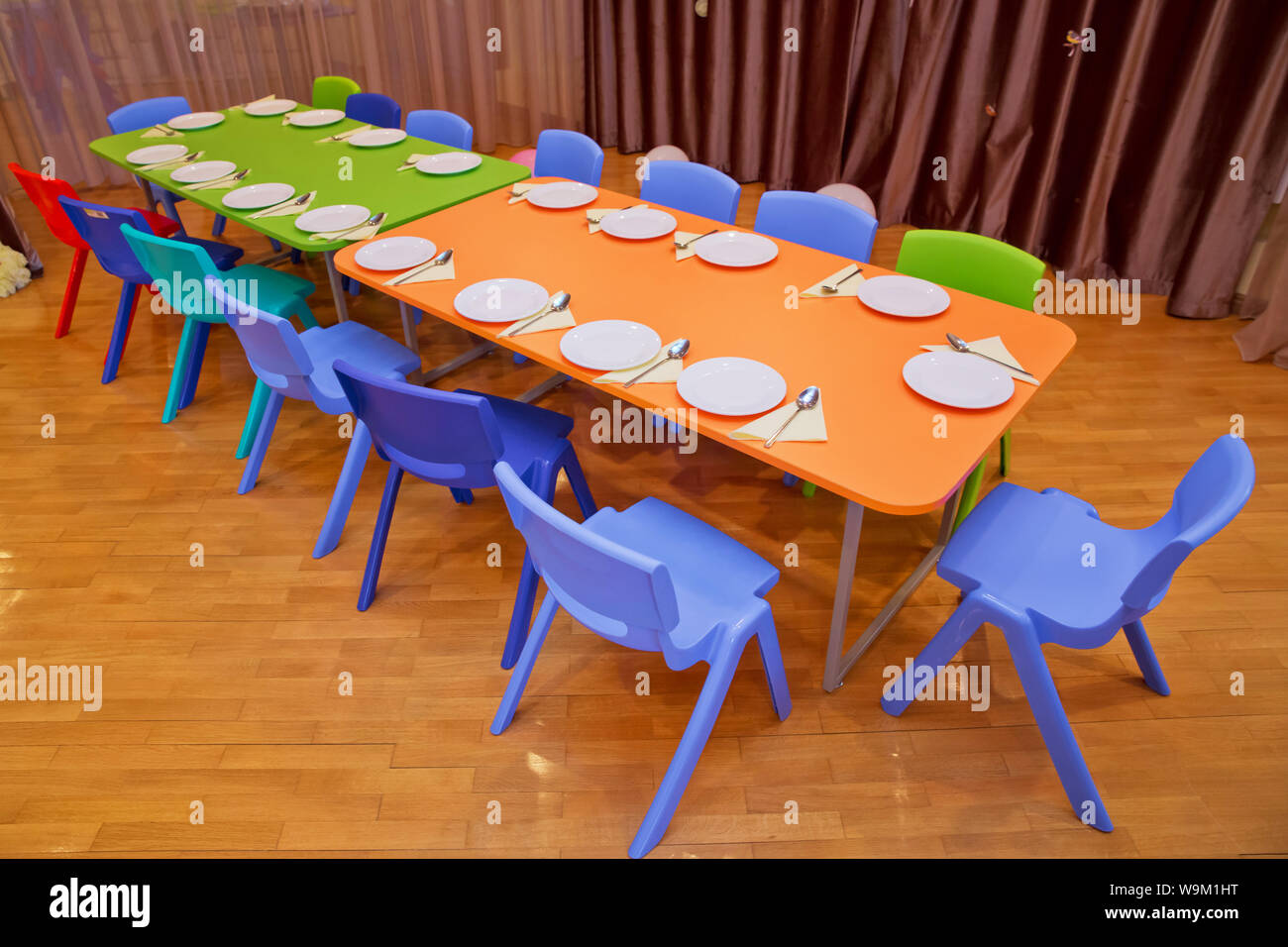 School kindergarden nursery dining room . children's furniture and toys