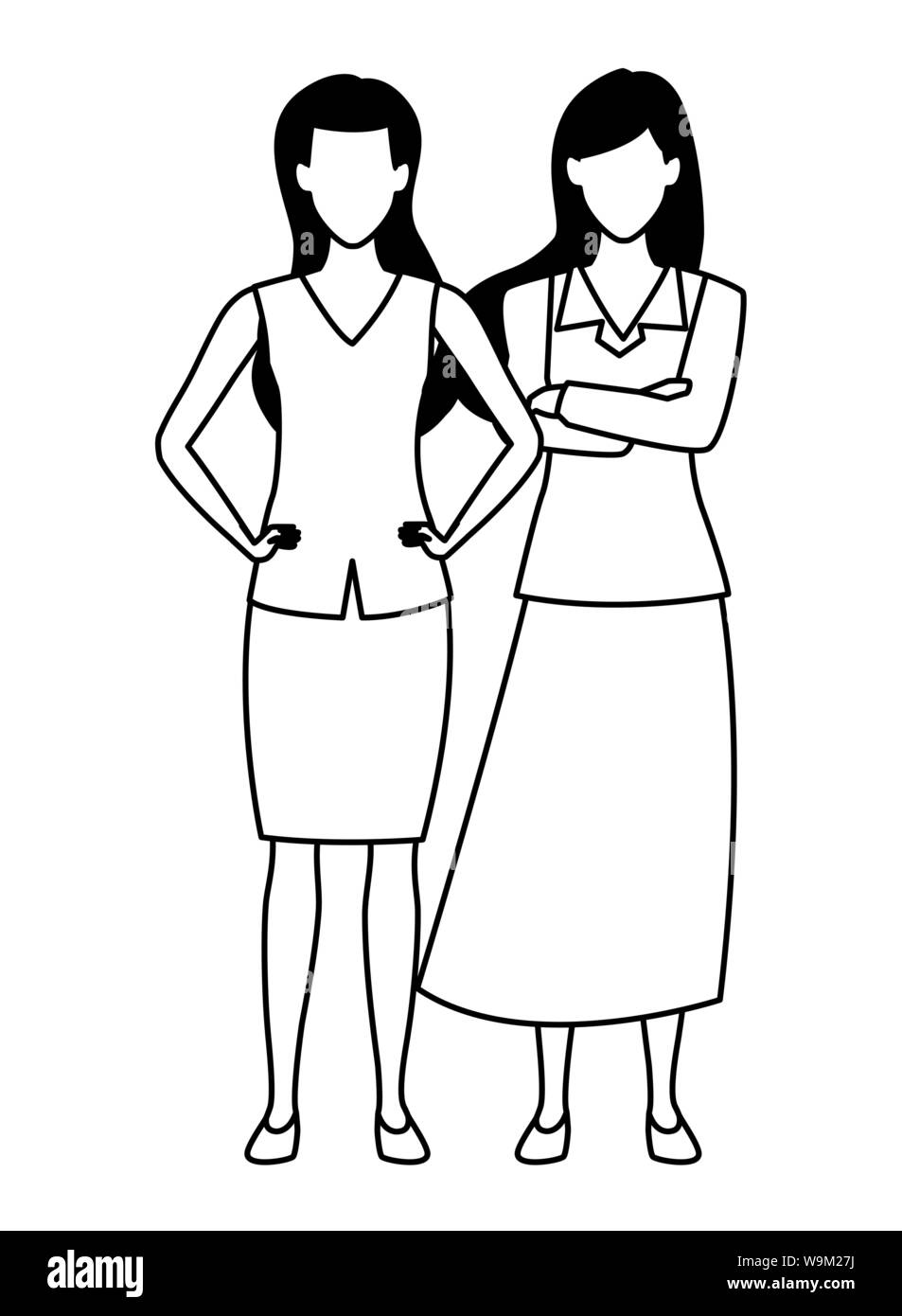 Executive business entrepreneur couple in black and white Stock Vector