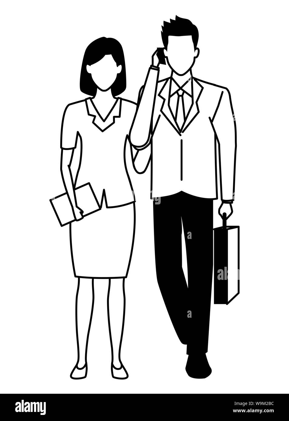 Executive business entrepreneur couple in black and white Stock Vector ...